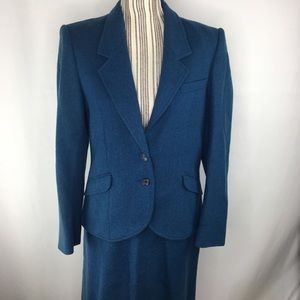 Vintage Villager blue skirt suit